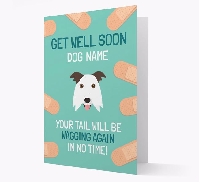 Personalized 'Get well soon {dogsName}' Card with {breedFullName} Icon